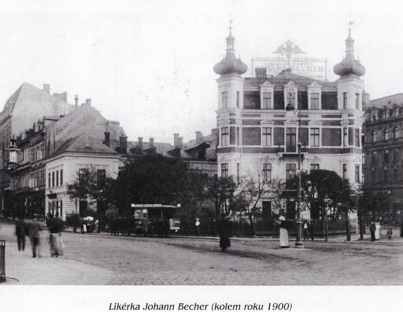 Likérka Johann Becher kolem roku 1900