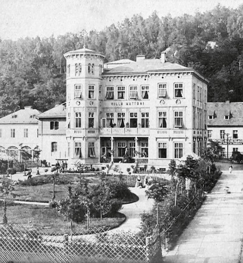 Zahrada Amalienhof před vilou Mattoni (1880)